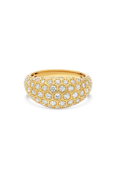 Honeycomb Diamond Dome Ring