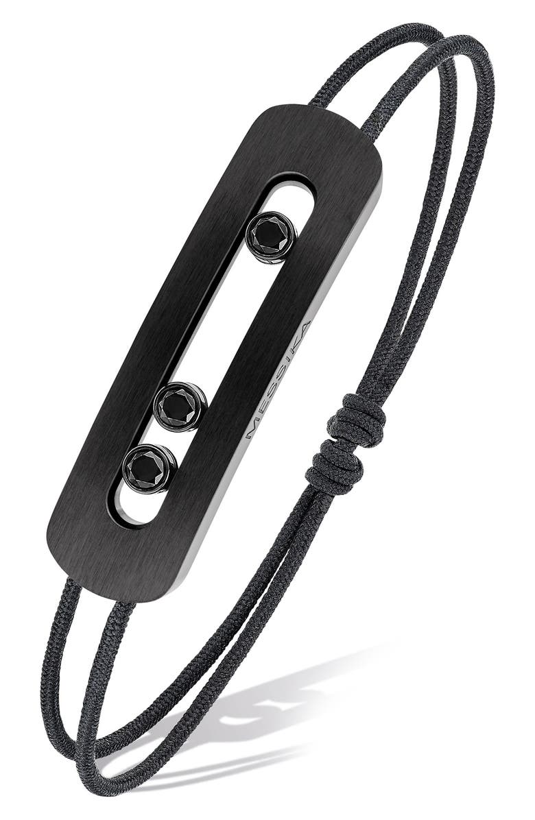 Messika Men's XL Move Titanium Black Diamond Cord Bracelet, Main, color, Titanium