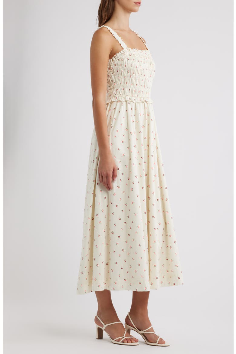 Amarena Smocked Midi Dress, Alternate, color, CREAM MULTI