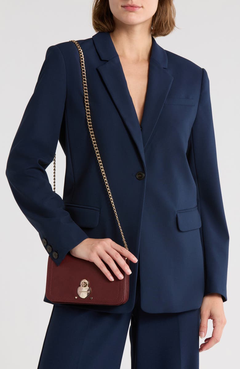 Longchamp Leather Wallet on a Chain, Alternate, color, Burgundy