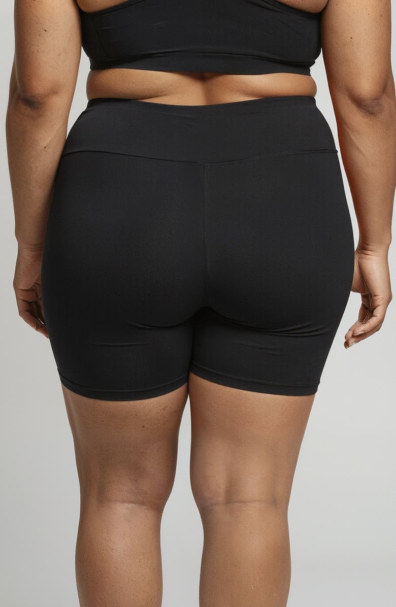 Calypsa Plus Size Mid-Thigh Swim Shorts, Alternate, color, Black