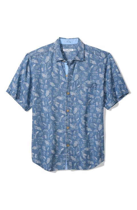 Cheers & Chillers Short Sleeve Seersucker Button-Up Shirt