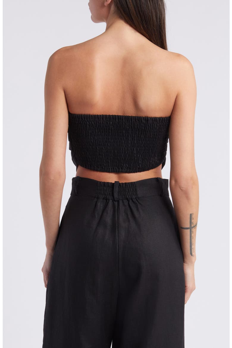 Antibes Stripe Strapless Linen Knit Top, Alternate, color, BLACK