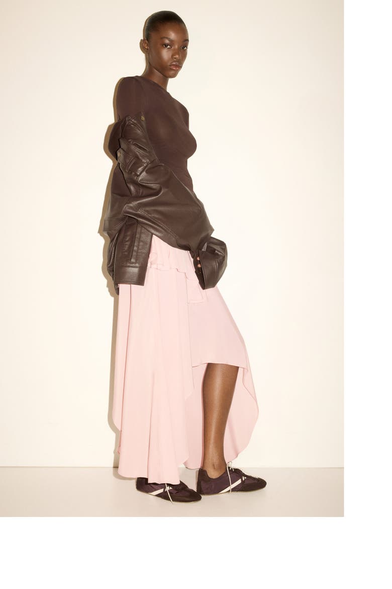 Flounced Viscose-blend Skirt, Alternate, color, Pink
