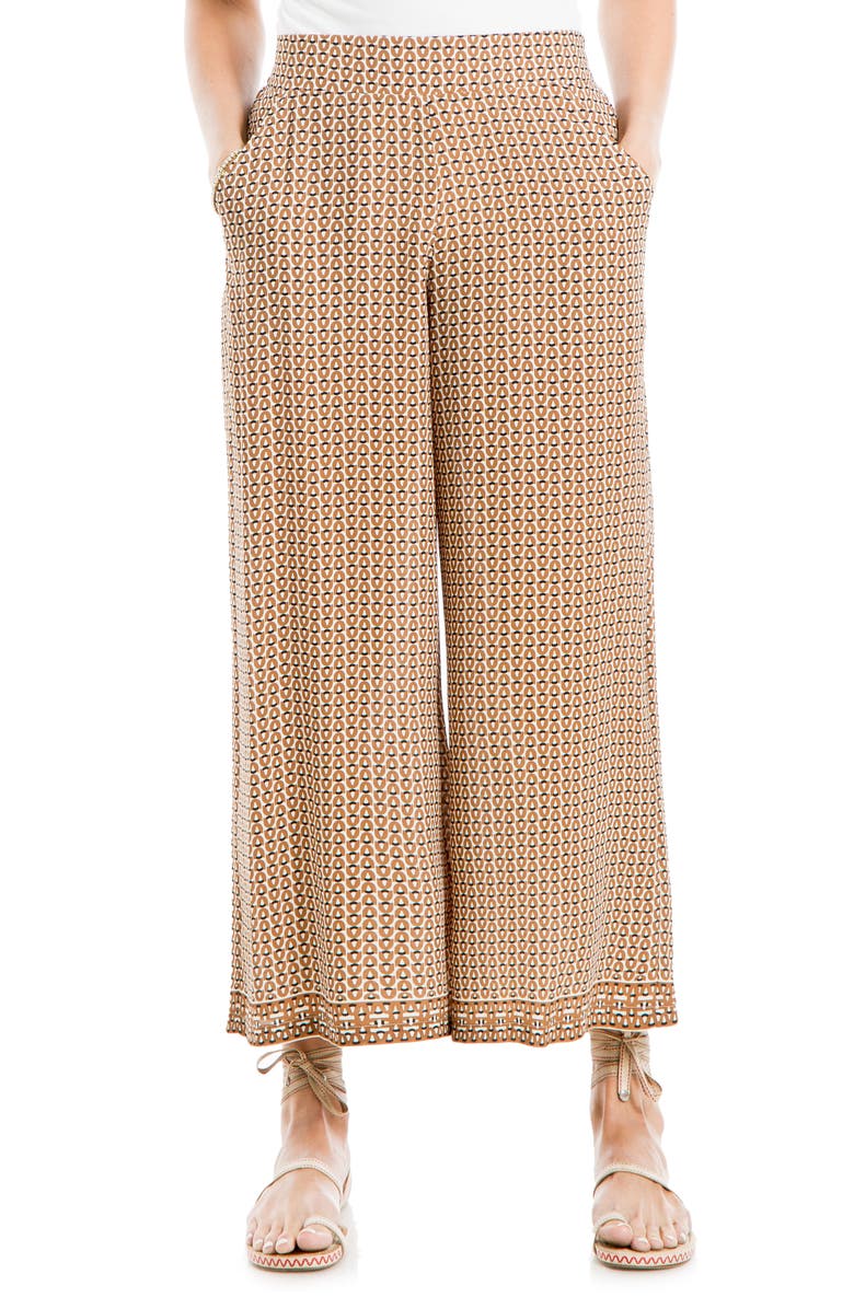 MAX STUDIO Crepe Wide Leg Pants, Main, color, Toast/ Cream Dolly Chains