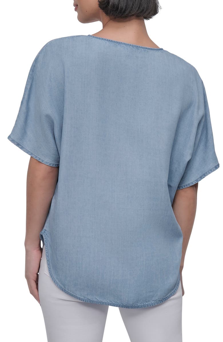 DKNY V-Neck Top, Alternate, color, Stream Wash