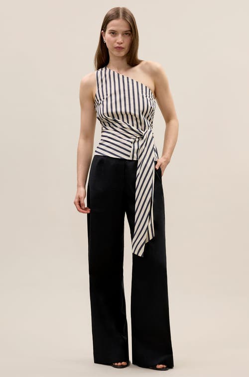 Rebecca Taylor Isla Stripe Poplin Top In Brown