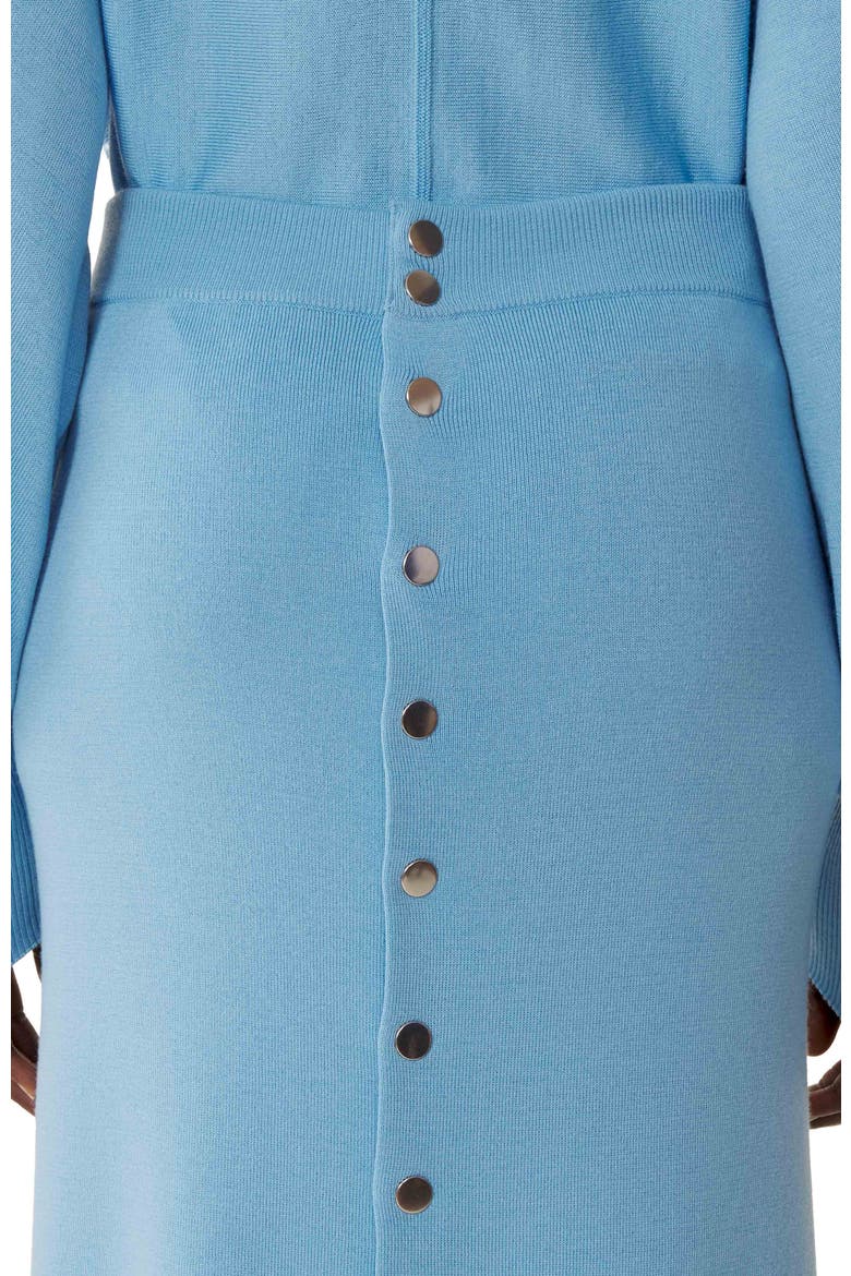 Buttoned Long Skirt In Merino Wool, Alternate, color, Periwinkle
