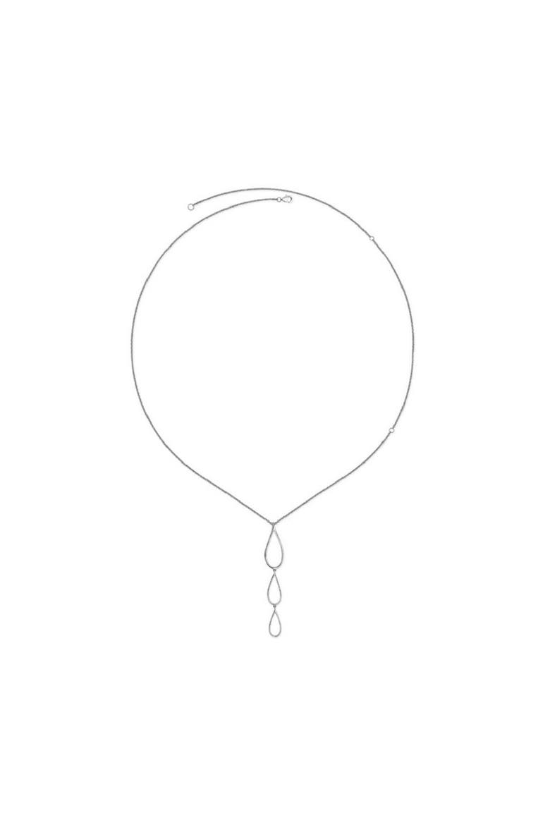 Tri Petal Long Pendant, Main, color, Silver