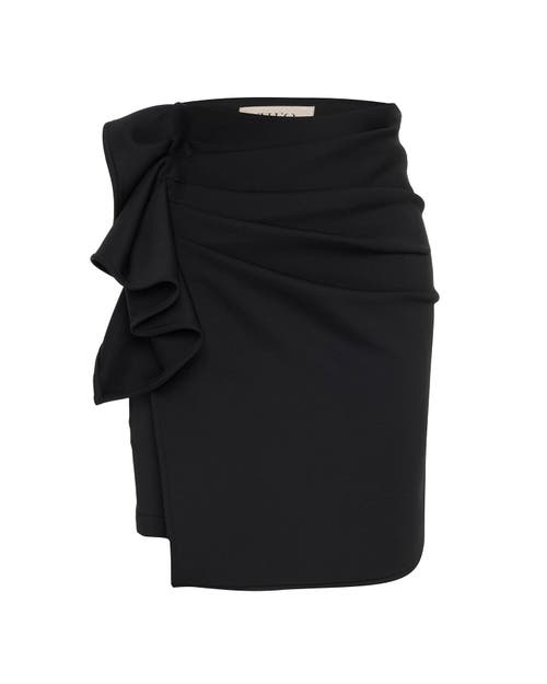 Theo The Label Women's Atlas Bow Scuba Short Skirt - Black In Black