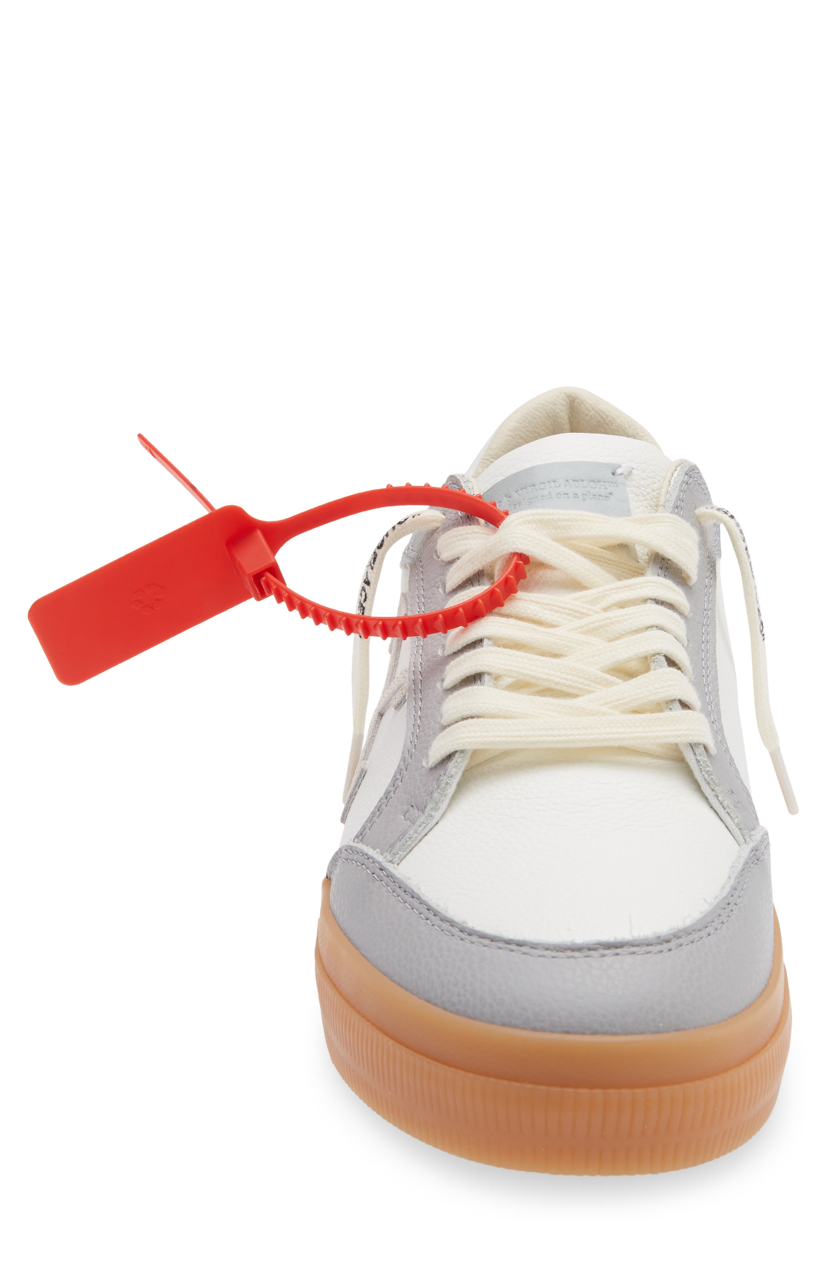 Off-White Low Vulcanized Leather Sneaker, Alternate, color, White - Light Blue