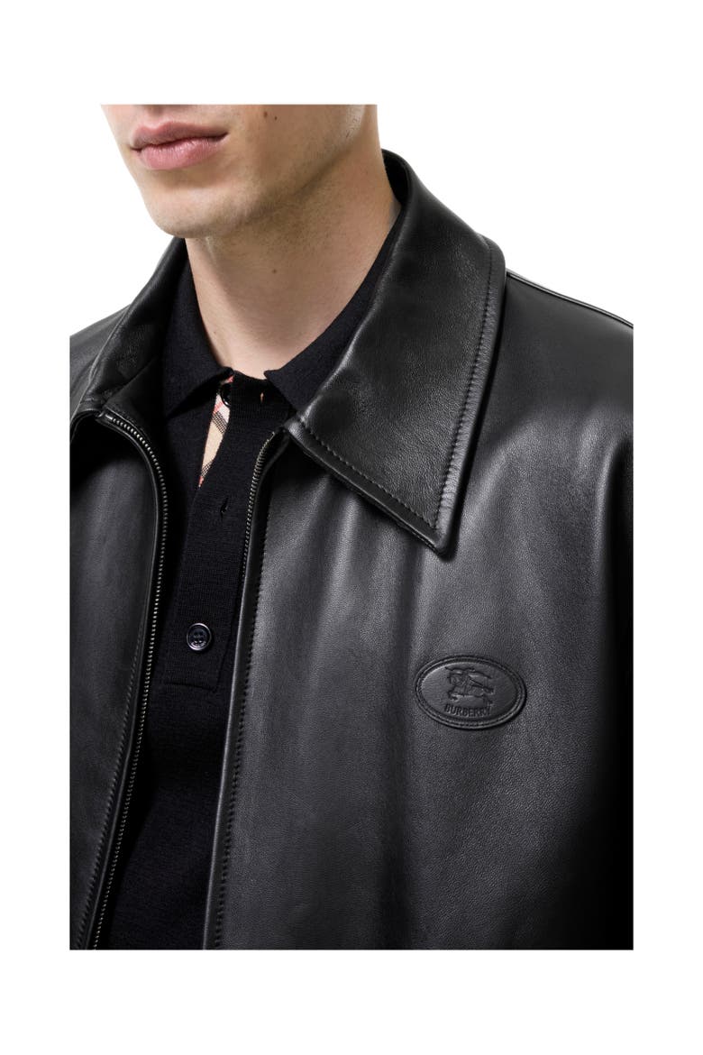 Leather Bloomsbury Harrington Jacket, Alternate, color, Black