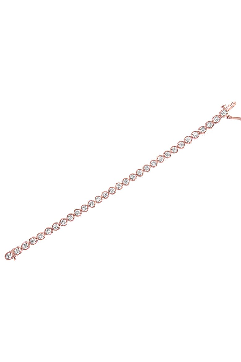 Silver 1/4 Cttw Diamond Open Circle Wheel Link Tennis Bracelet, Alternate, color, Rose Gold over Silver