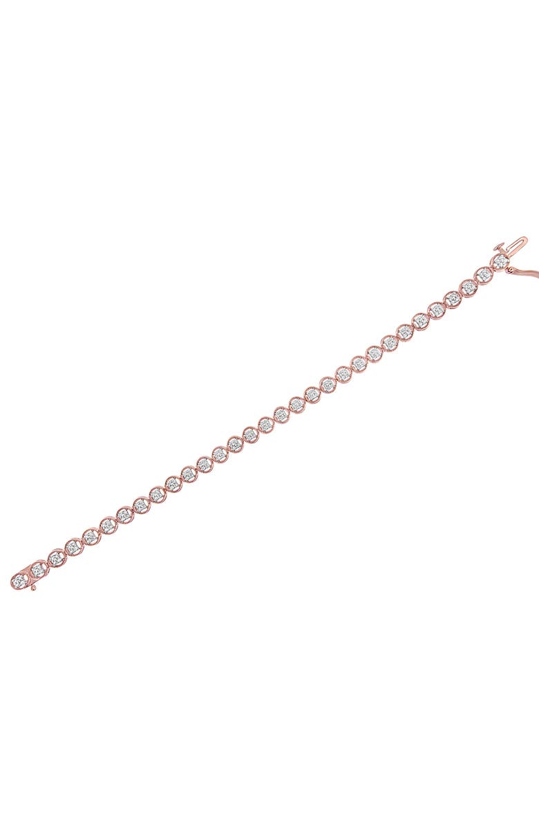 Haus of Brilliance Silver 1/10 Cttw Diamond Open Circle Beaded Wheel Link Tennis Bracelet, Alternate, color, Rose