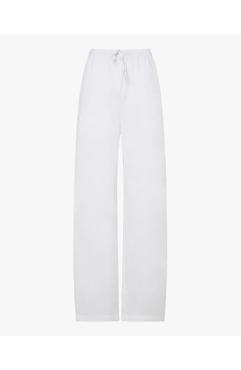 WeWoreWhat Straight Tie Waist Pant, Alternate, color, Classic White