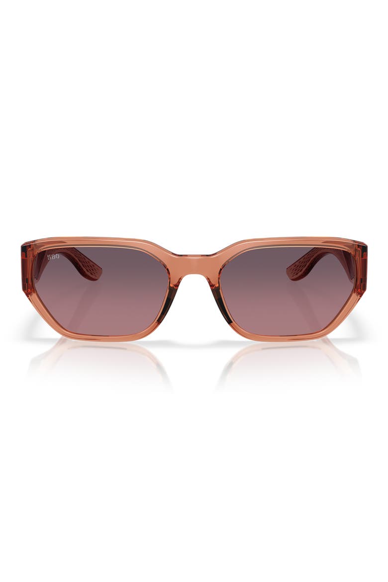 Clemente 58mm Polarized Rectangular Sunglasses, Main, color, PINK SANDS/ ROSE GRADIENT 580G