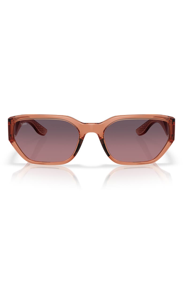 Costa Del Mar Clemente 58mm Polarized Rectangular Sunglasses, Main, color, Pink Sands/ Rose Gradient 580G