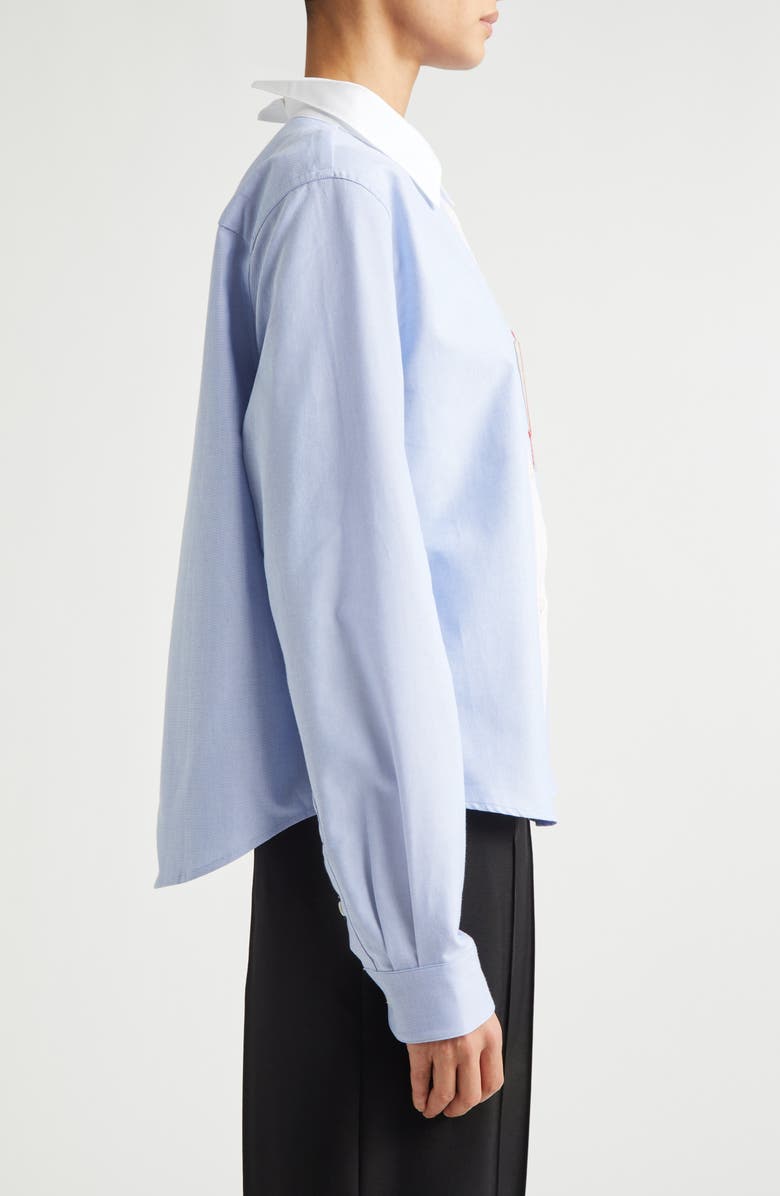 Marni Mending Logo Colorblock Cotton Poplin Button-Up Shirt, Alternate, color, 