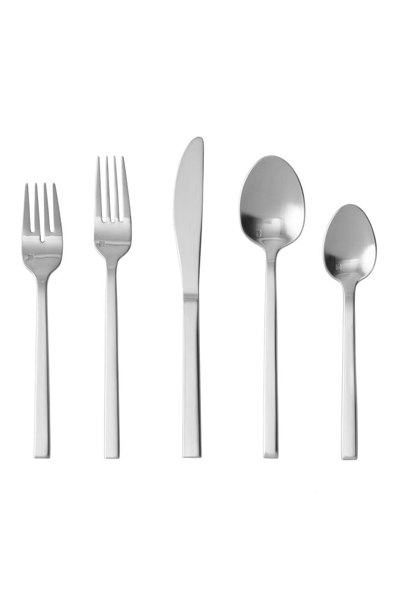 Arezzo Brushed 20-Piece Flatware Set, Main, color, SILVER