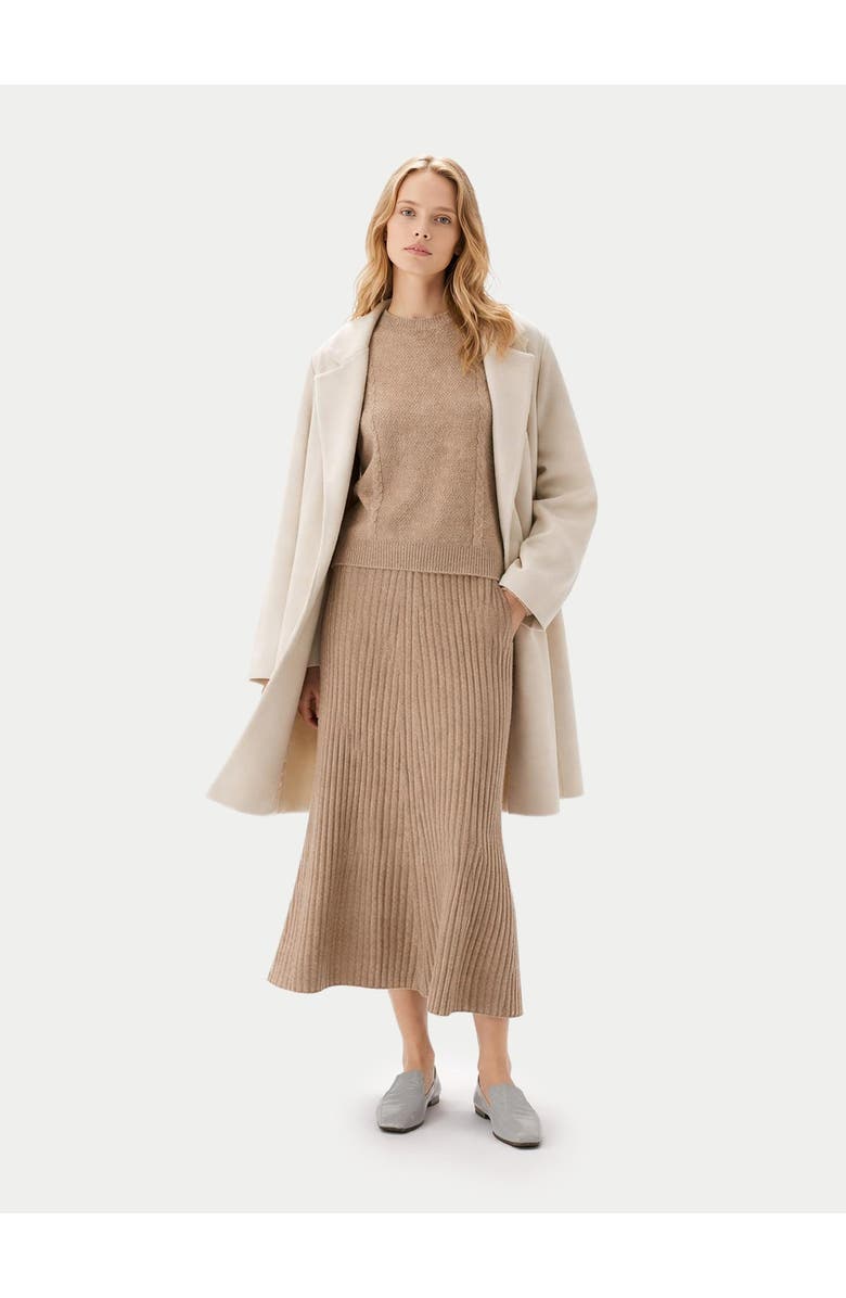 Gobi Cashmere Calf-Length Cashmere Knit Skirt, Alternate, color, Warm Grey