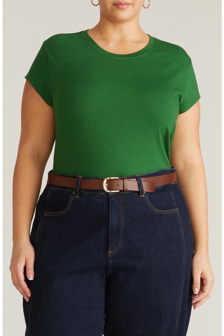 Ashley Cap Sleeve Cotton T-Shirt, Main, color, GREEN PARK