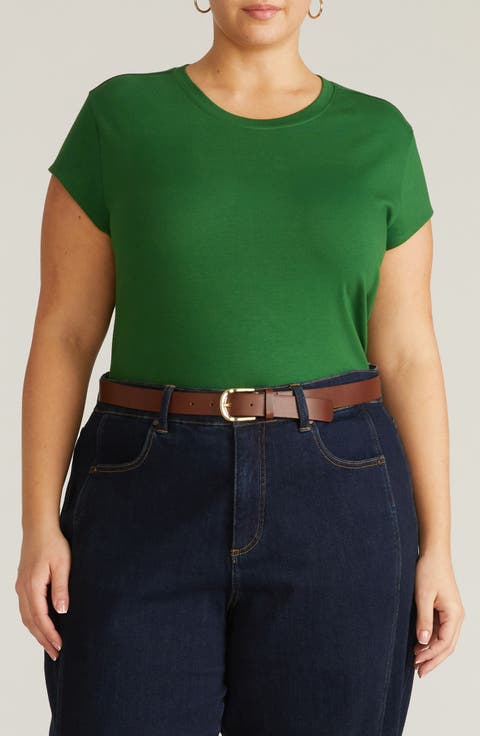 Ashley Cap Sleeve Cotton T-Shirt (Plus)