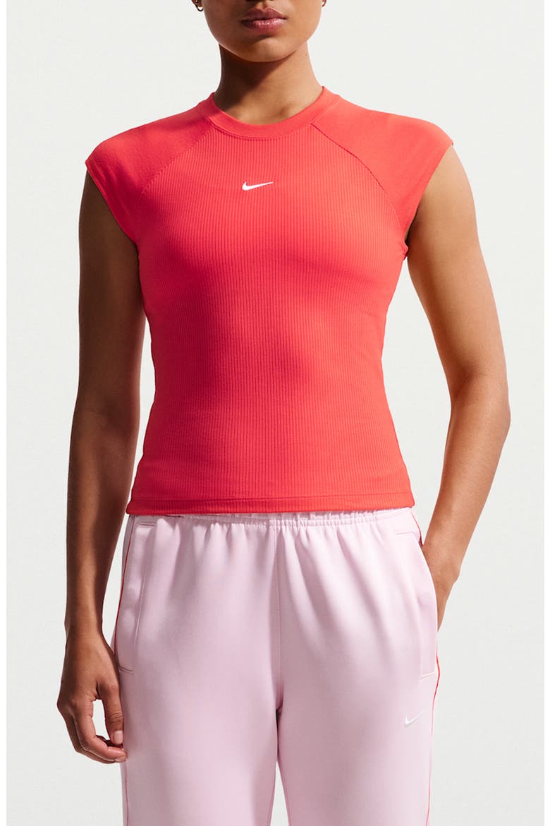 Chill Crop Rib T-Shirt, Main, color, LIGHT CRIMSON/ SAIL