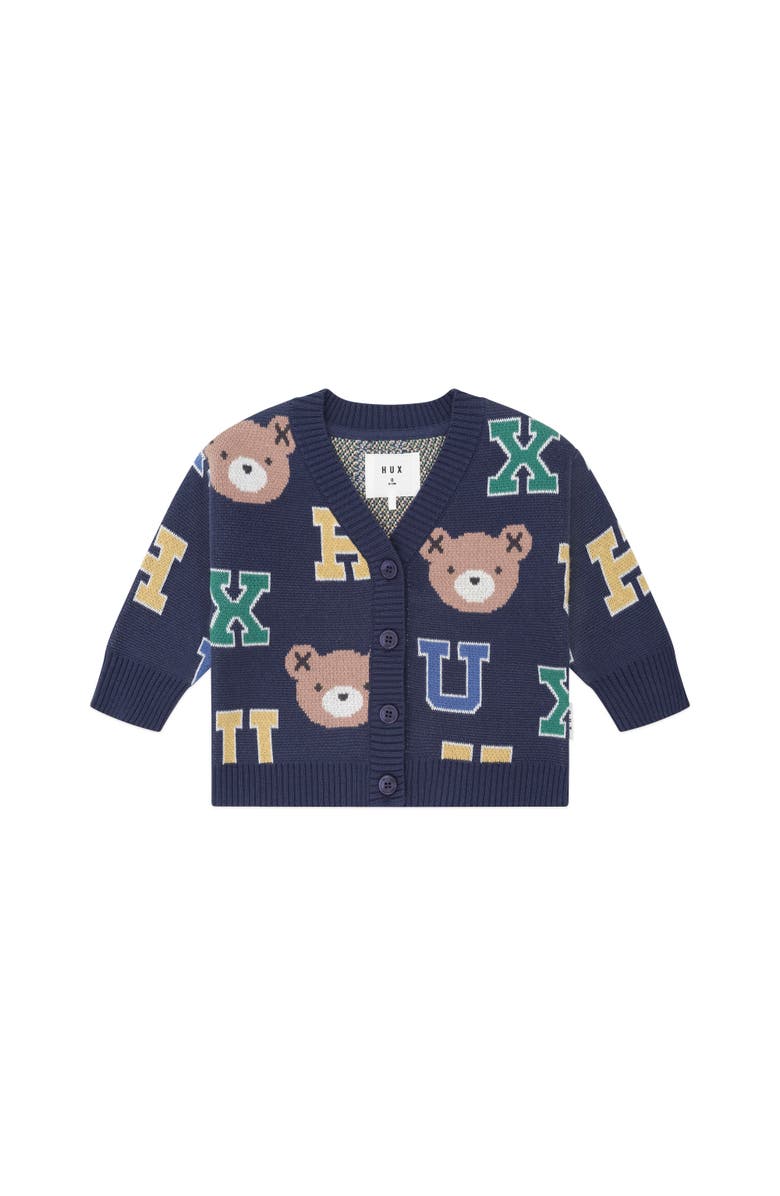 Huxbaby Varsity Letter Hux Cardi, Main, color, Navy