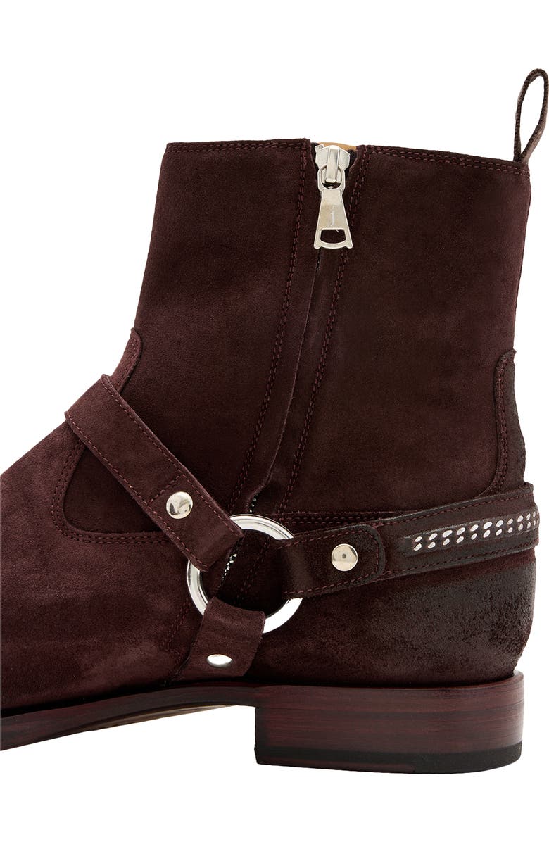 John Varvatos Regent Harness Chain Zip Boot, Alternate, color, Oxblood