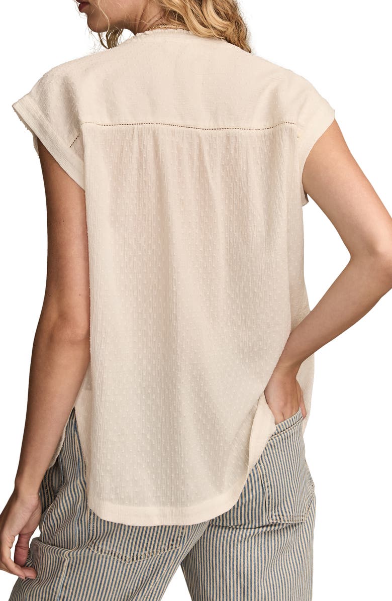 Lucky Brand Clip Dot Cotton Button-Up Shirt, Alternate, color, Whisper White