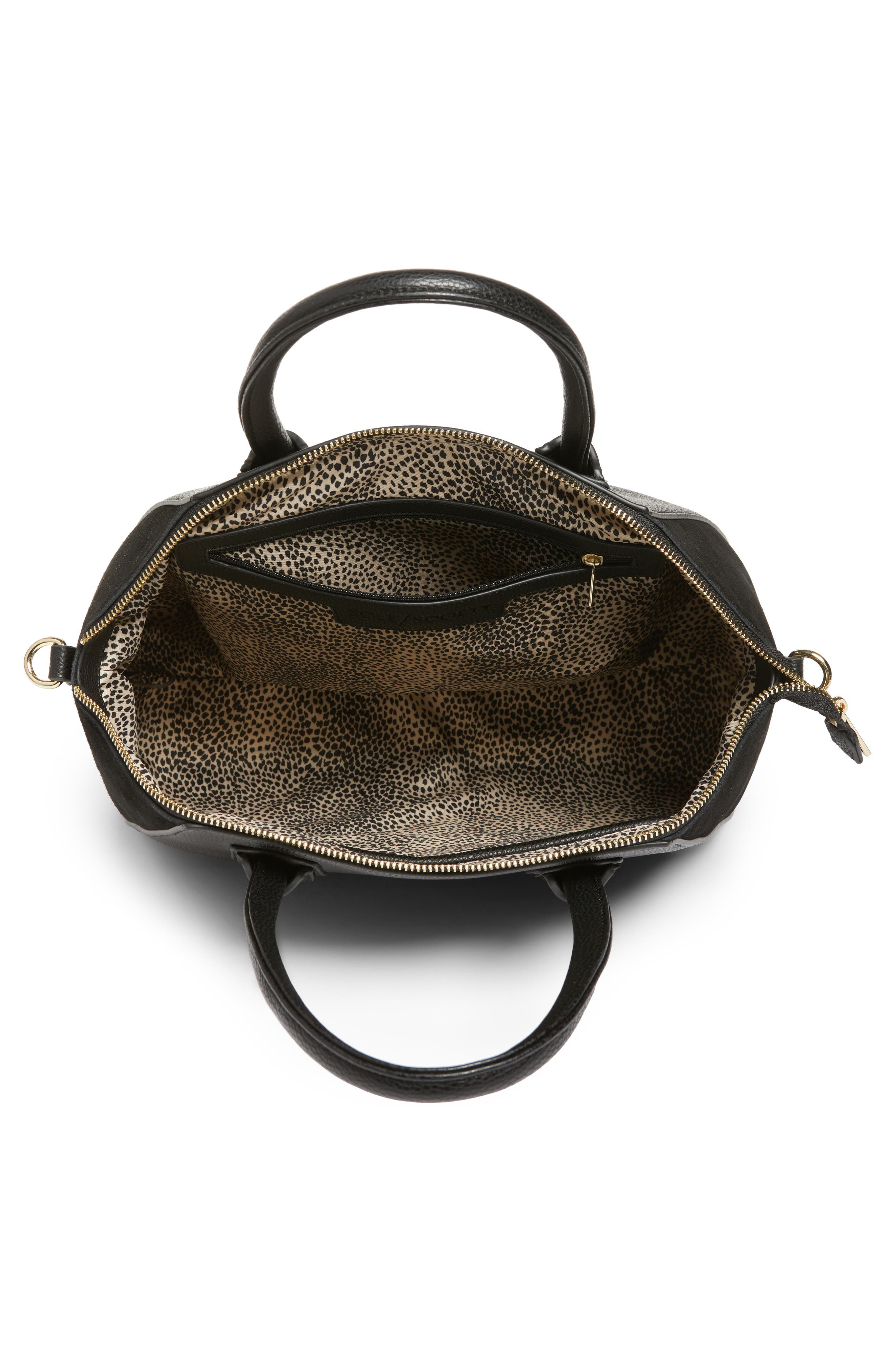 Sole Society Mikayla Faux Leather & Suede Satchel, Alternate, color, 