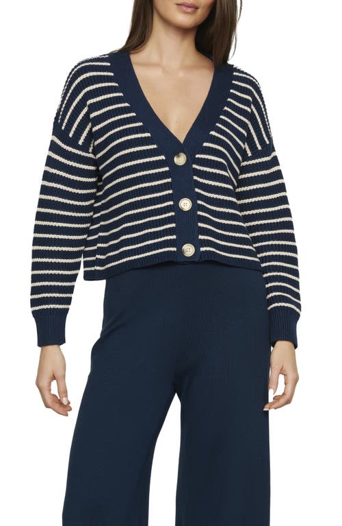 Eberjey Coastal Cotton Sweater Cardigan in Stripe Navy/almond H at Nordstrom, Size X-Small