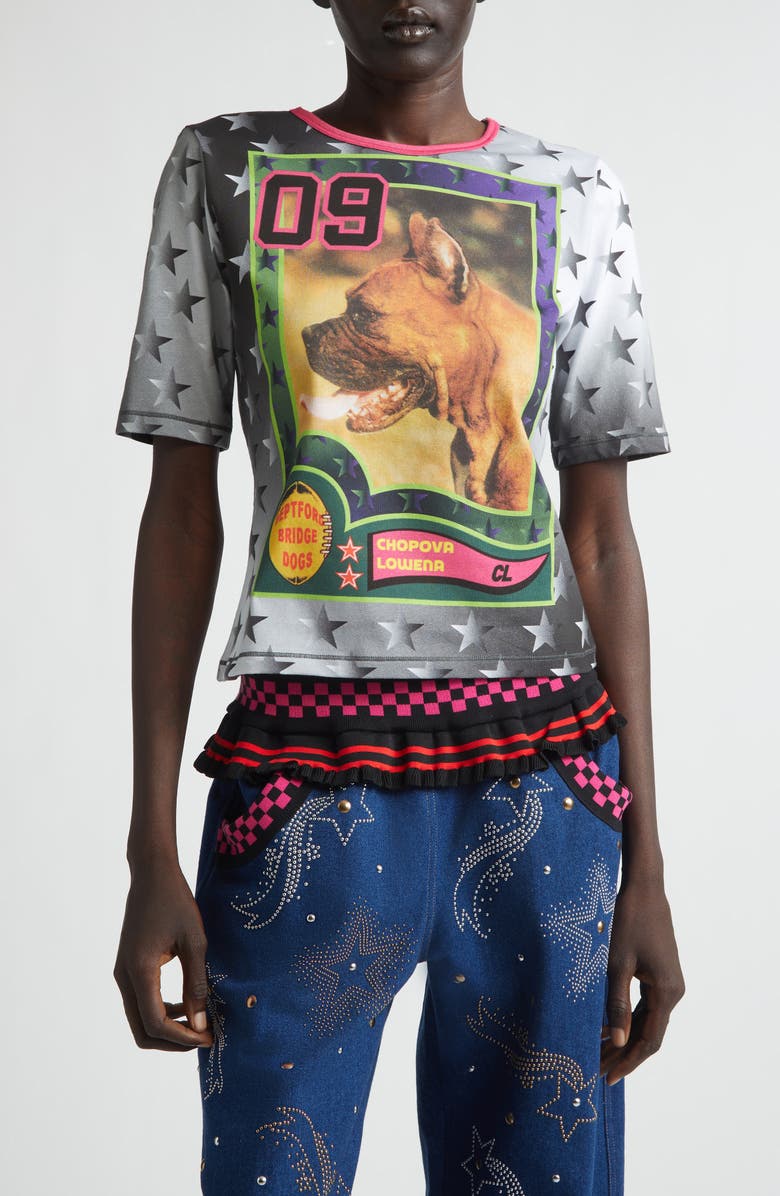 Chopova Lowena Deptford Dogs Fitted Jersey Graphic T-Shirt, Main, color, Black Multi