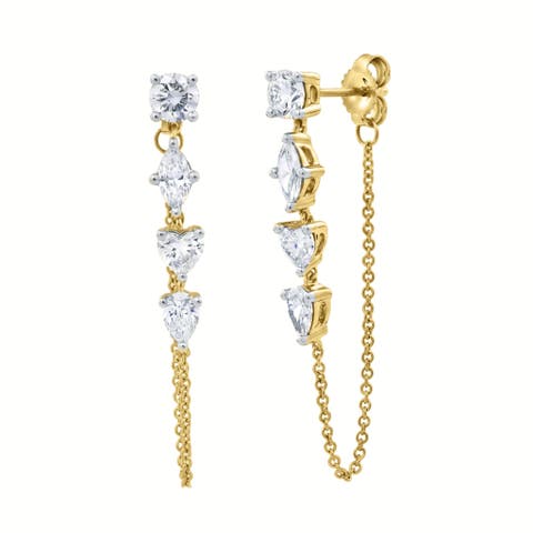 Elenya 14K Gold Lab Grown Diamond Drop Earrings - 1.5 Ct