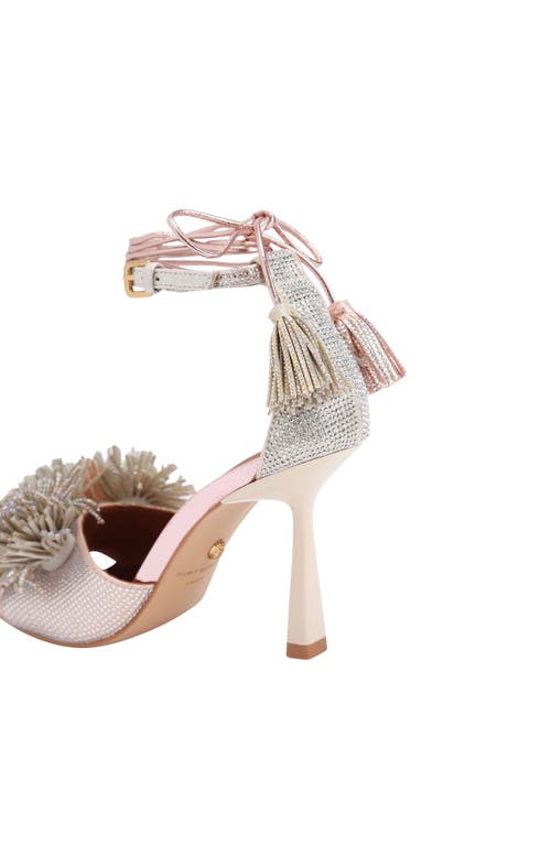 Kurt Geiger London Pom Pom Ankle Wrap Sandal In Gray