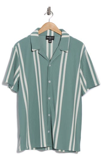 For The Republic Stripe Short Sleeve Button-up Shirt