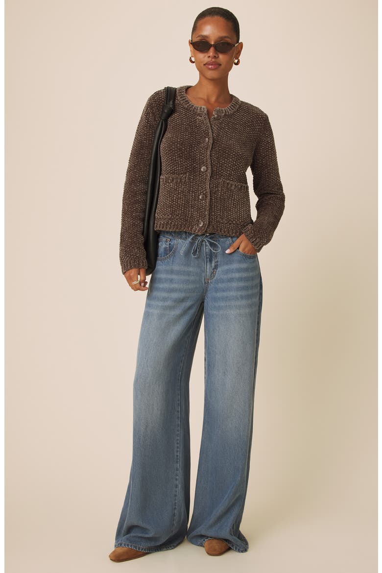 Aubrey Chenille Cardigan, Alternate, color, CEDAR BROWN