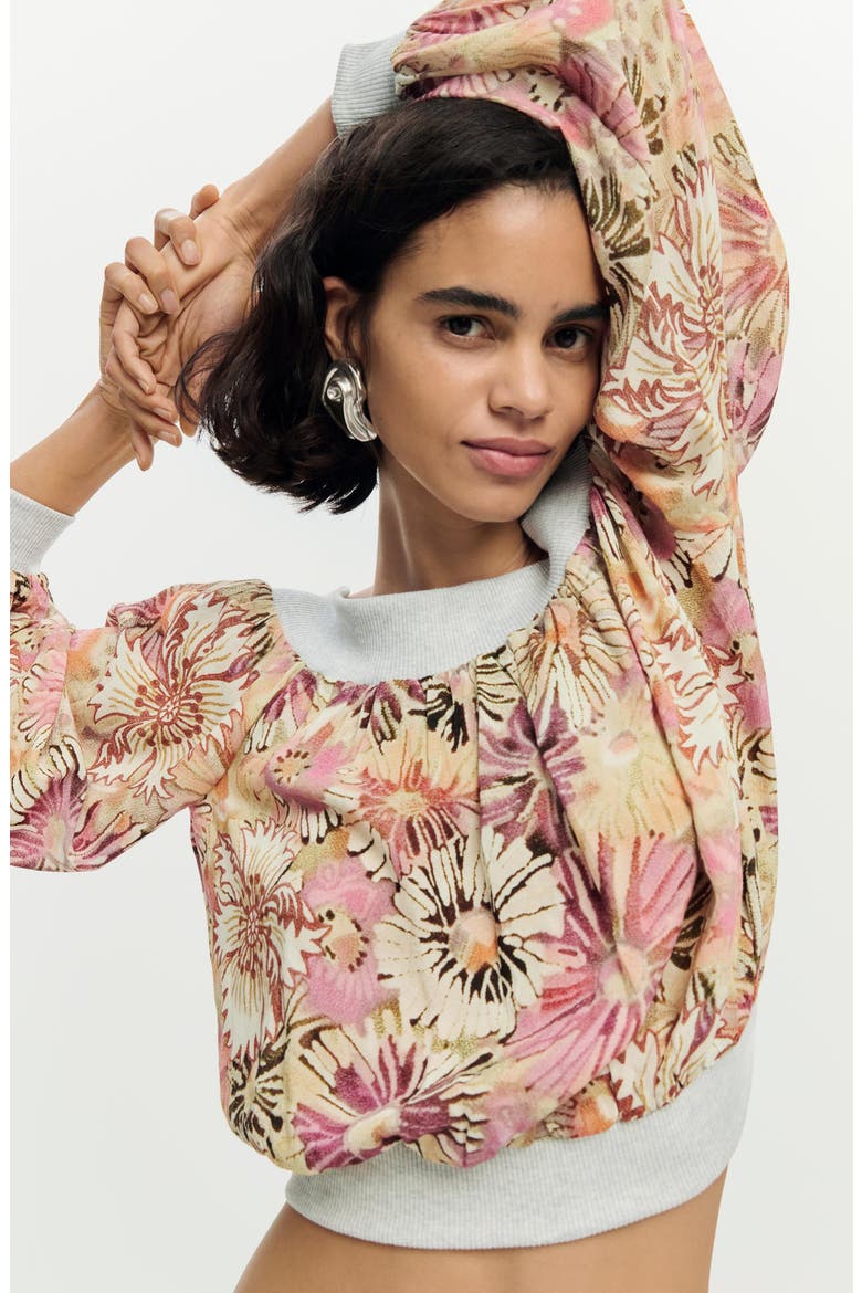 Print Off the Shoulder Top, Alternate, color, PINK