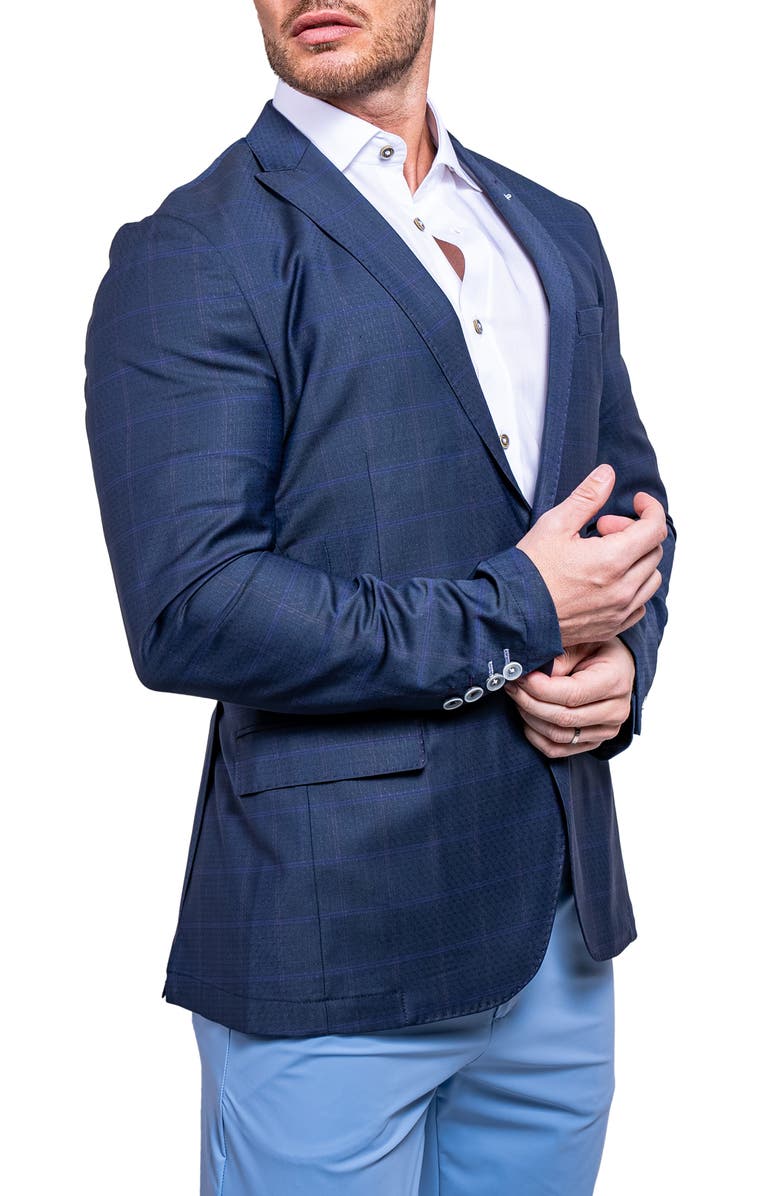 Maceoo Descartes Ascension Plaid Blazer, Alternate, color, Blue