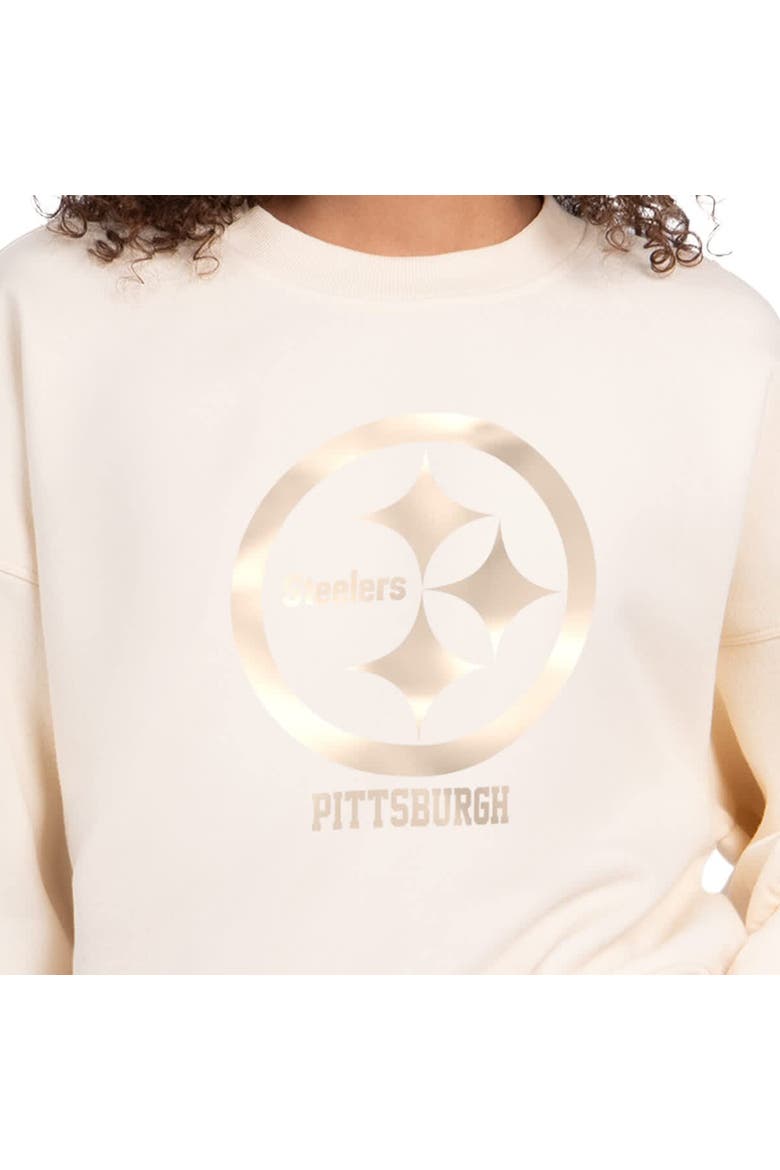 Women's Starter Cream Pittsburgh Steelers Travel Pastels Boxy Fleece Sweatshirt, Alternate, color, Cream