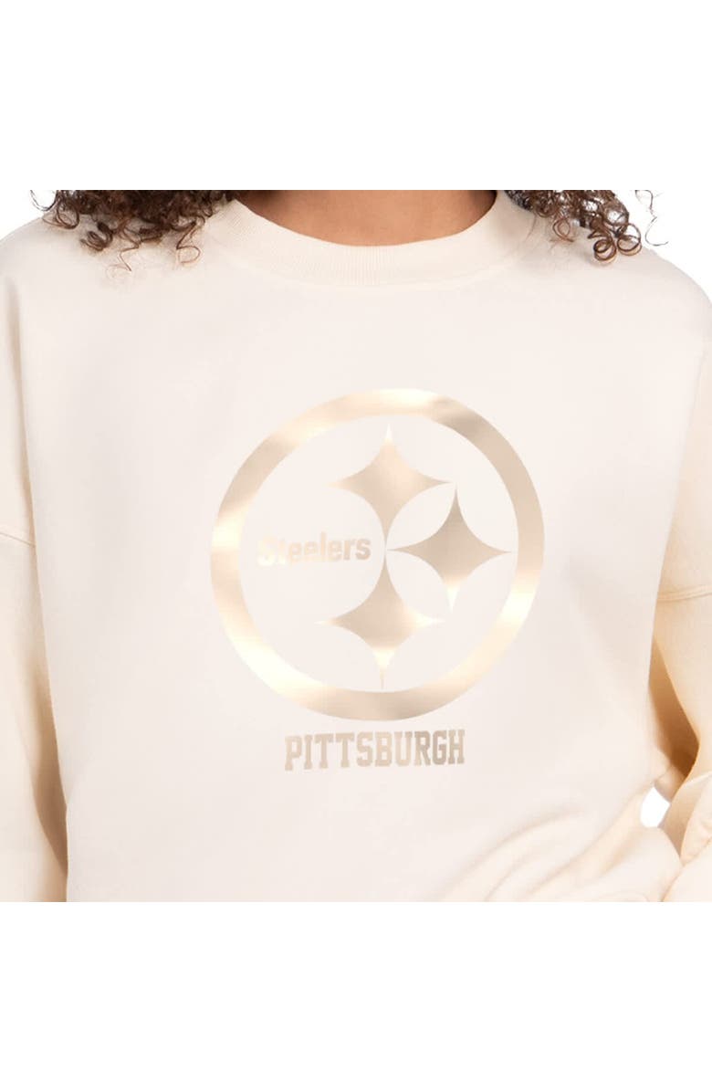 STARTER Women's Starter Cream Pittsburgh Steelers Travel Pastels Boxy Fleece Sweatshirt, Alternate, color, Cream