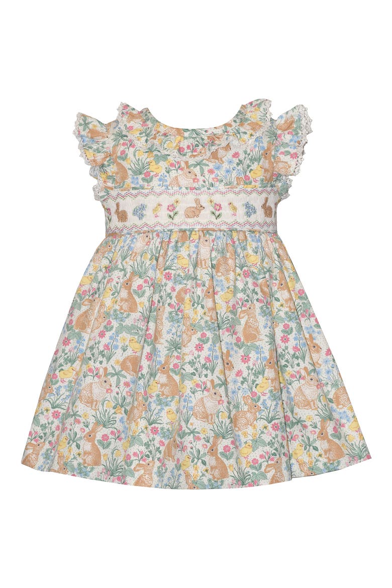 Kids' Bunny Smocked Waist Dress, Main, color, SAGE