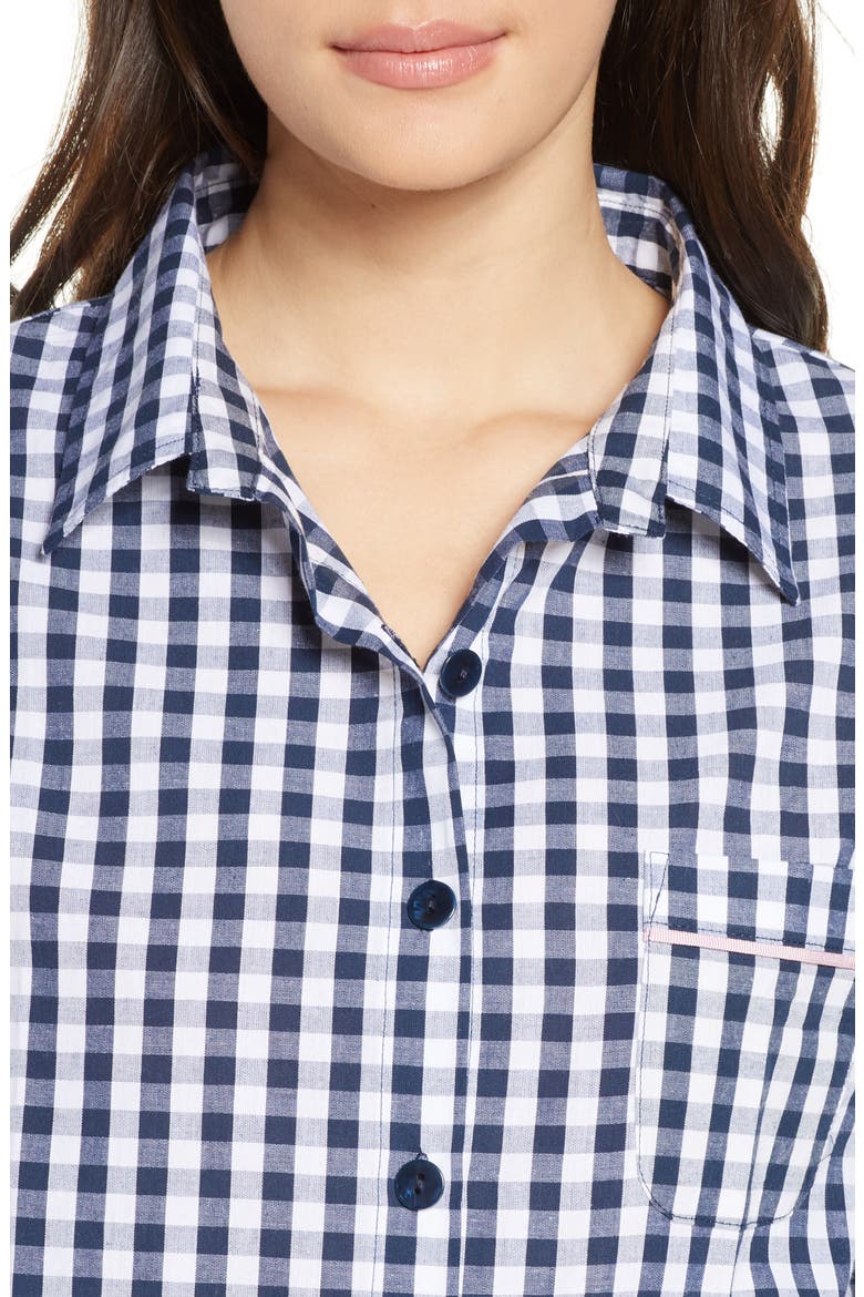 Gingham Cotton Pajamas, Alternate, color, NAVY GINGHAM