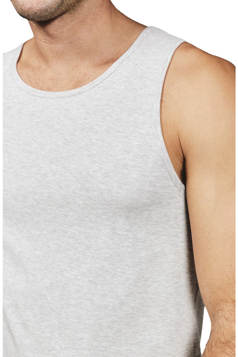 Cotton & Modal Ribbed Tank, Alternate, color, HEATHER GREY
