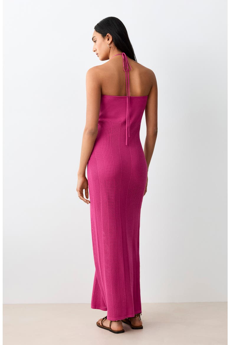 Halter Neck Knit Dress, Alternate, color, FUCHSIA