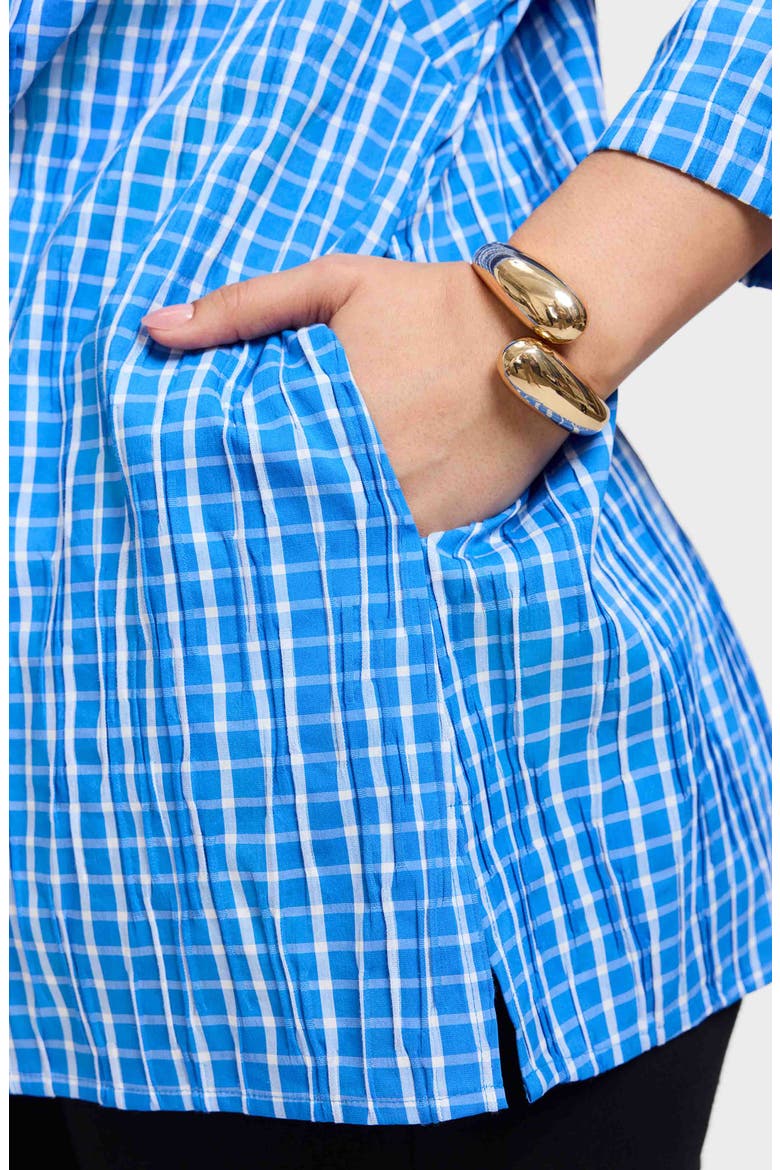 Carolina Crinkled Gingham Cotton Blend Shirt Jacket, Alternate, color, MINERAL BLUE/ WHITE