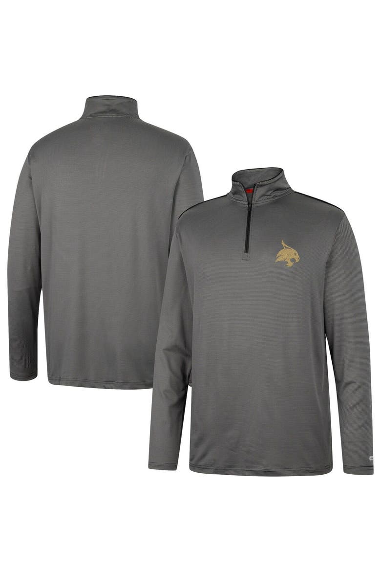 Men's Colosseum Charcoal Texas State Bobcats Logo Quarter-Zip Windshirt, Main, color, Charcoal