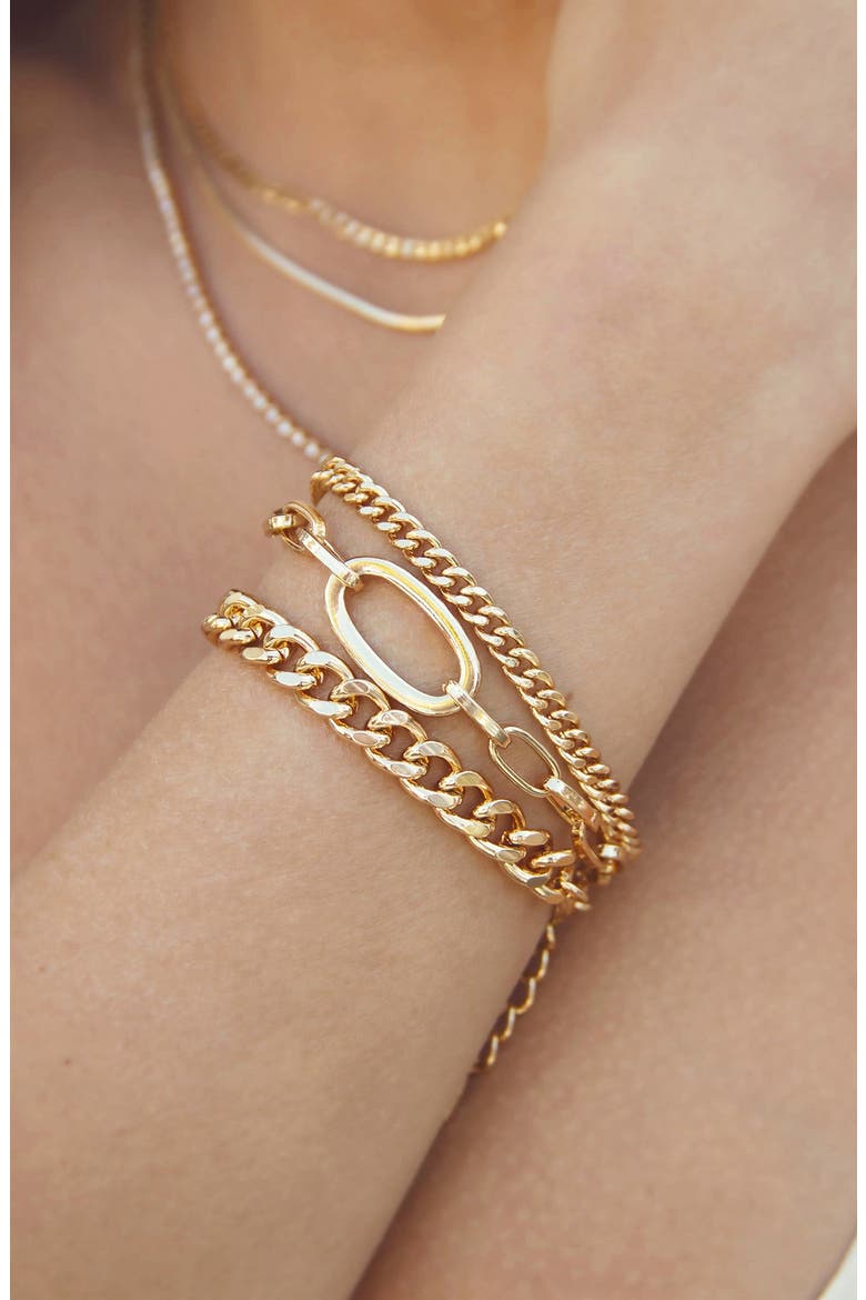 Set of 3 Chain Link Bracelets, Alternate, color, GOLD