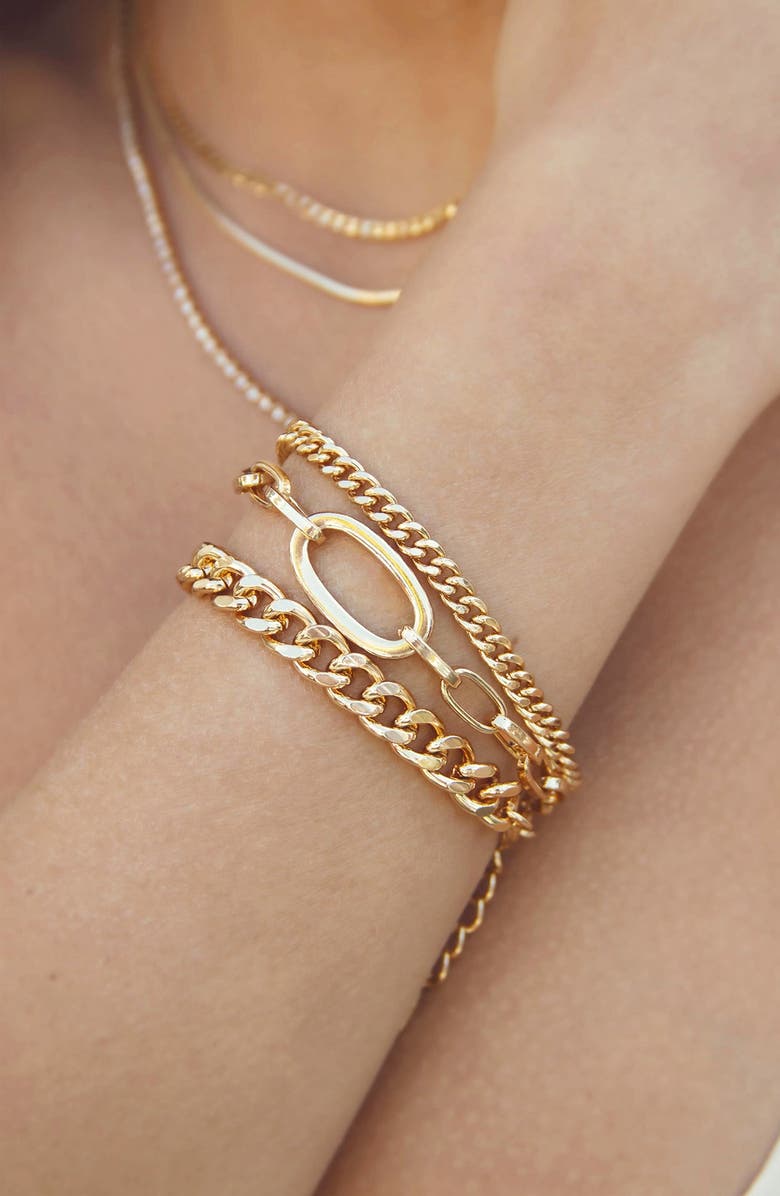 Ettika Set of 3 Chain Link Bracelets, Alternate, color, Gold