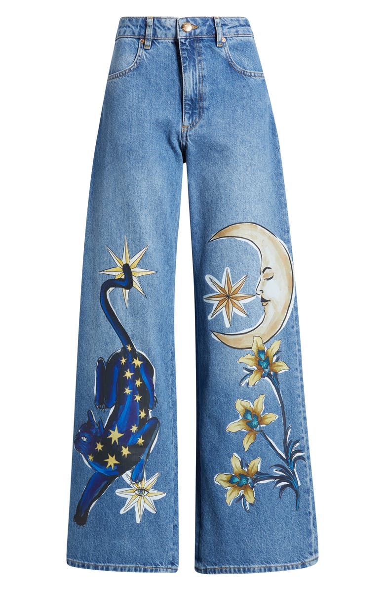 FARM Rio Mistical Wide Leg Jeans, Alternate, color, Denim